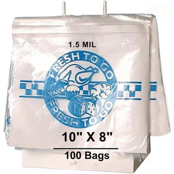 10X8 inches Deli Bags Slide Seal Printed Fresh To Go One Color 1.5 Mil LDPE